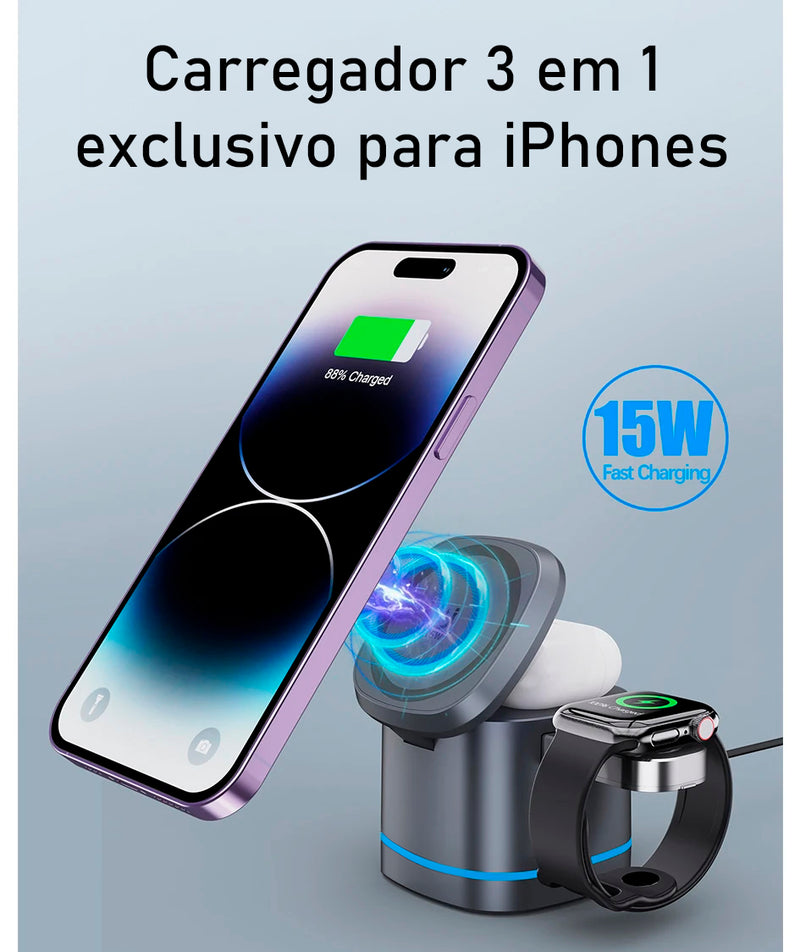 Sync Charge - Carregador 3 em 1 exclusivo para iPhones